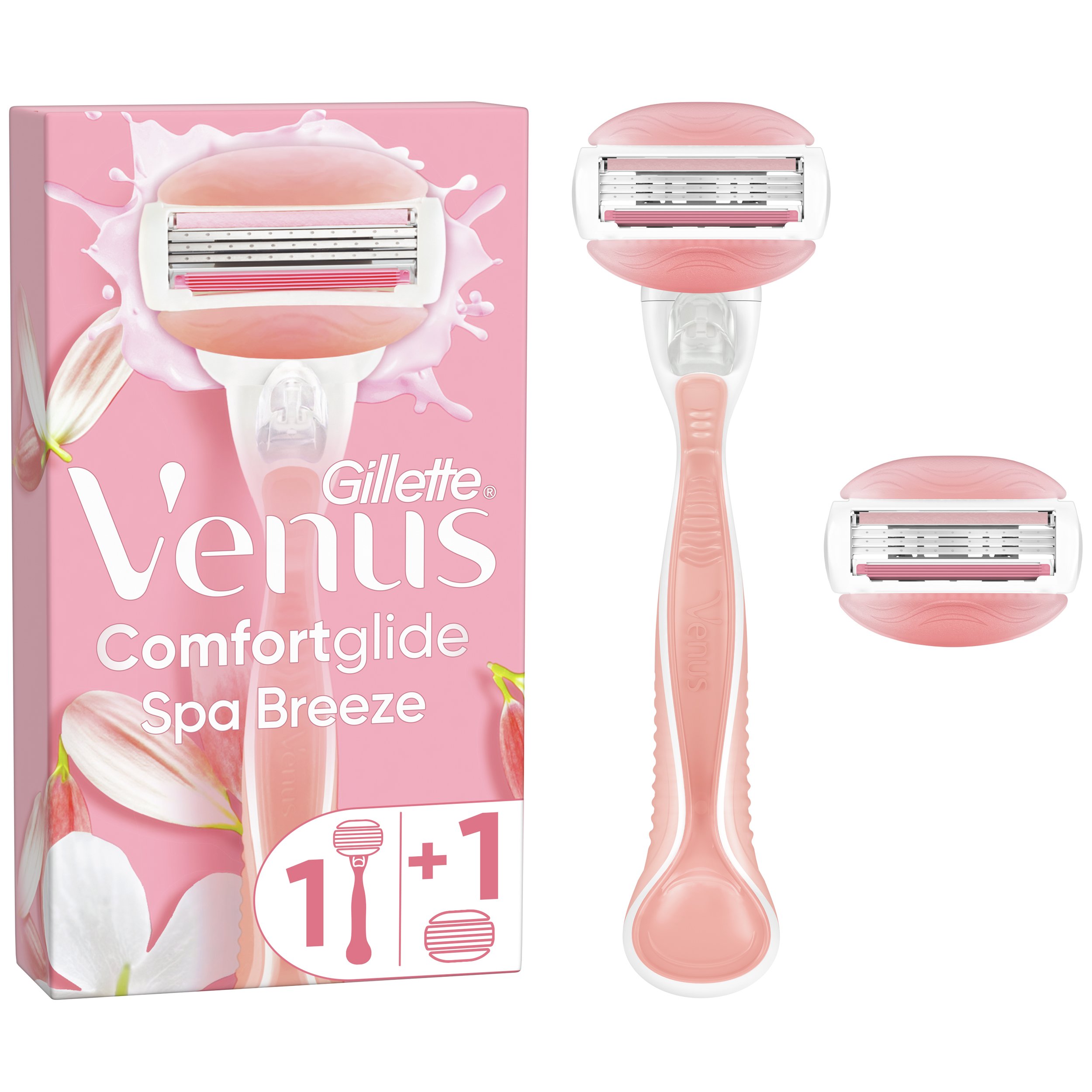 Gillette Venus 3 ComfortGlide Spa Breeze Γυναικεία Ξυριστική Μηχανή με 2 Ανταλλακτικές Κεφαλές 3 Λεπίδων & Άρωμα Λευκού Τσαγιού για Καλύτερη Ολίσθηση & Απαλό Ξύρισμα 1 Λαβή & 1 Ανταλλακτικό