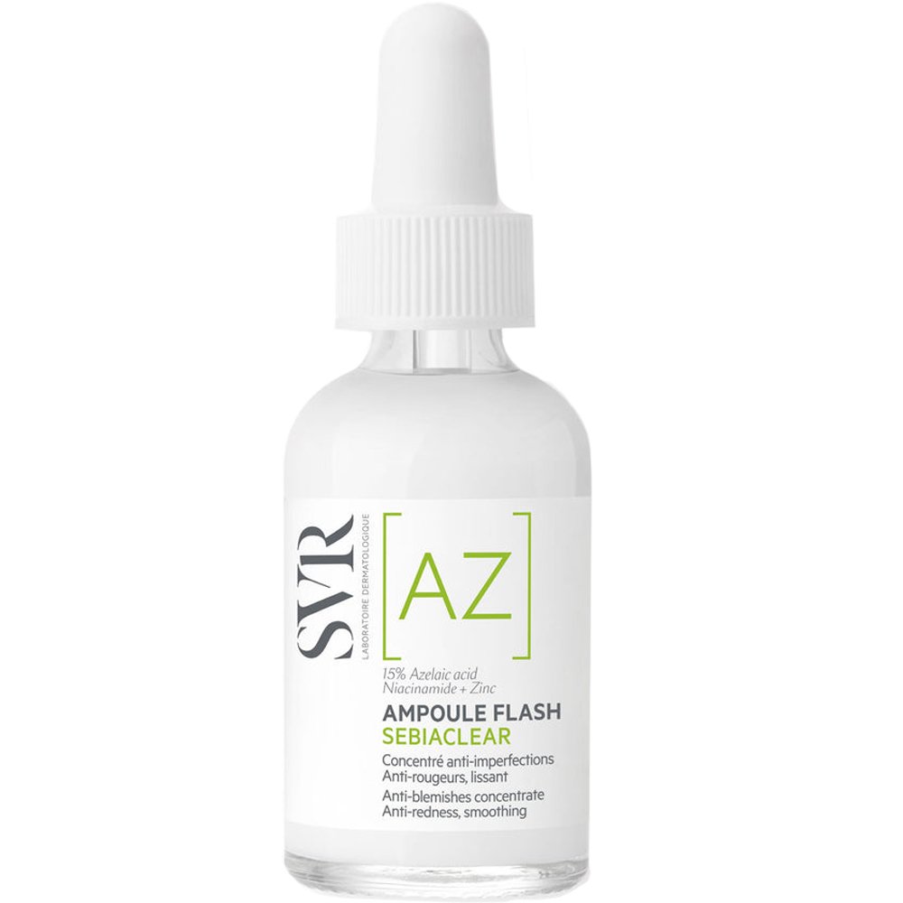 SVR Sebiaclear [AZ] Ampoule Anti-Redness Smoothing Flash Serum Ορός Προσώπου Κατά των Ατελειών & της Ερυθρότητας για Επιδερμίδες με Τάση Ακμής με 15% Αζελαϊκό Οξύ & Ψευδάργυρο 30ml