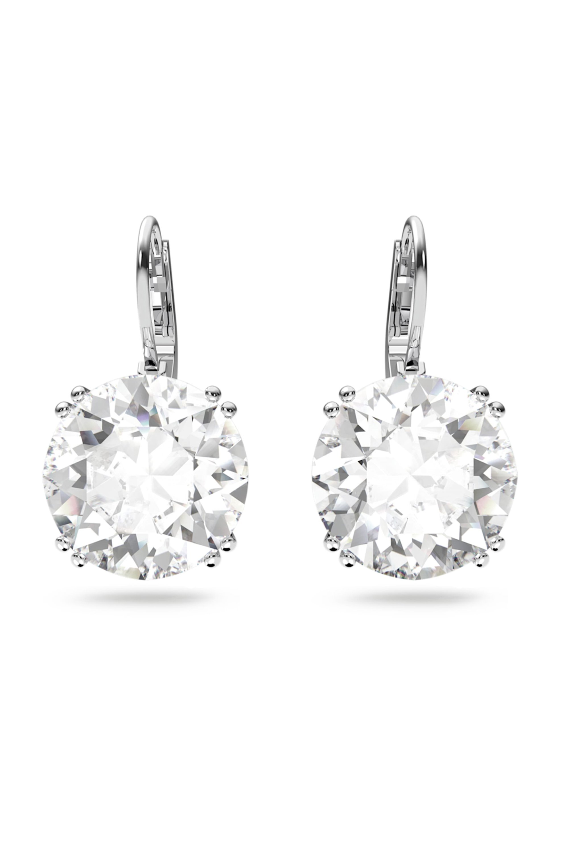 Swarovski γυναικεία σκουλαρίκια-σταγόνα οτρογγυλή κοπή, λευκά, επιμετάλλωση ροδίου "Millenia"
