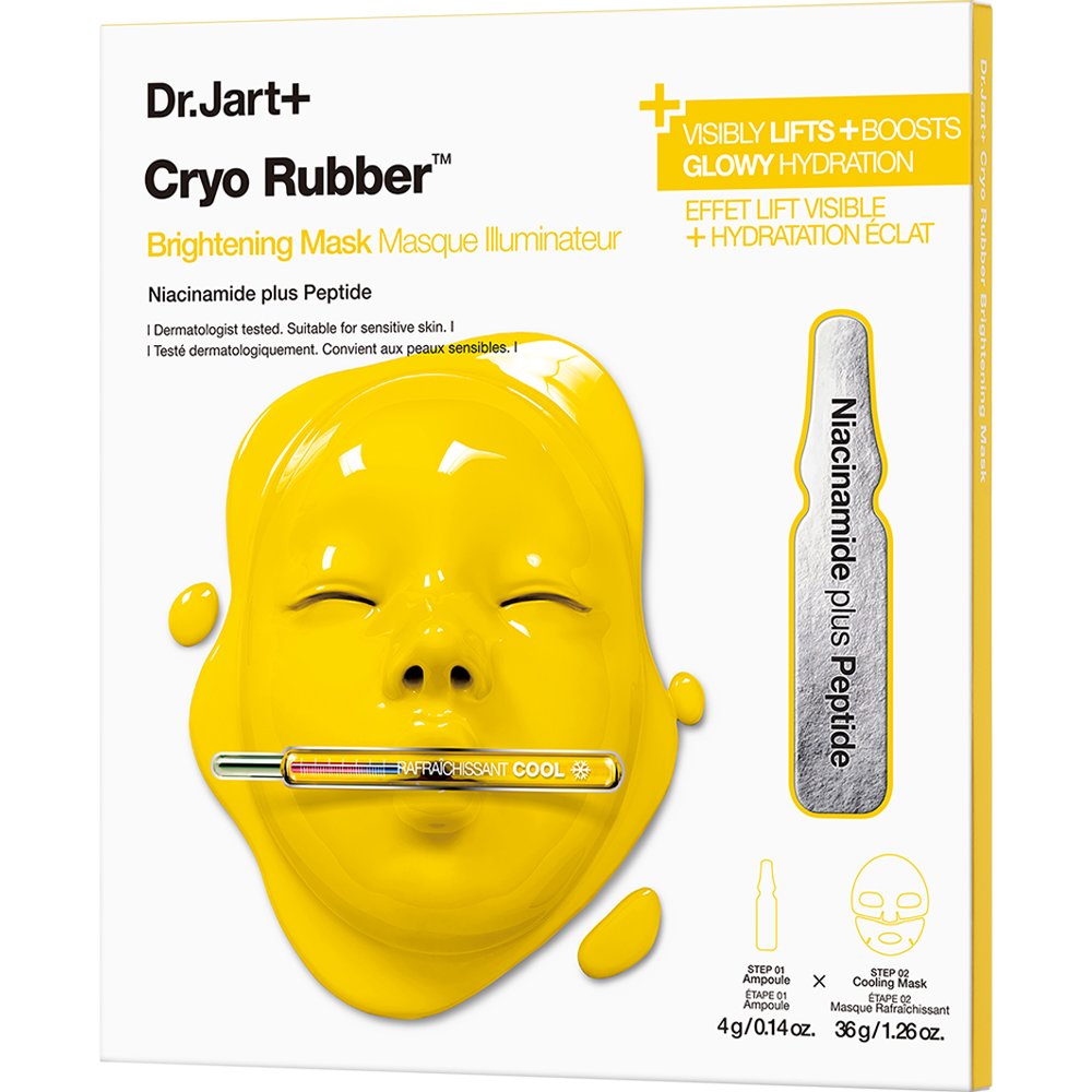 Dr.Jart+ Cryo Rubber Brightening Kit Mask Ενυδατικό Κιτ Περιποίησης Προσώπου με Αμπούλα Νιασιναμίδης & 2% Πεπτίδια & Δροσιστική Μάσκα Υδρογέλης για Λάμψη & Μείωση των Σκούρων Κηλίδων, 1 Τεμάχιο