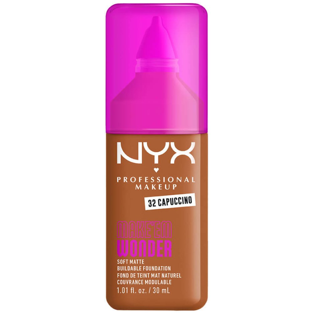 Nyx Professional Makeup Make'em Wonder Soft Matte Buildable Foundation Ενυδατικό & Απαλό Μάτ Μέικαπ για πιο Λεία, Ομοιόμορφη & Λαμπερή Επιδερμίδα 30ml