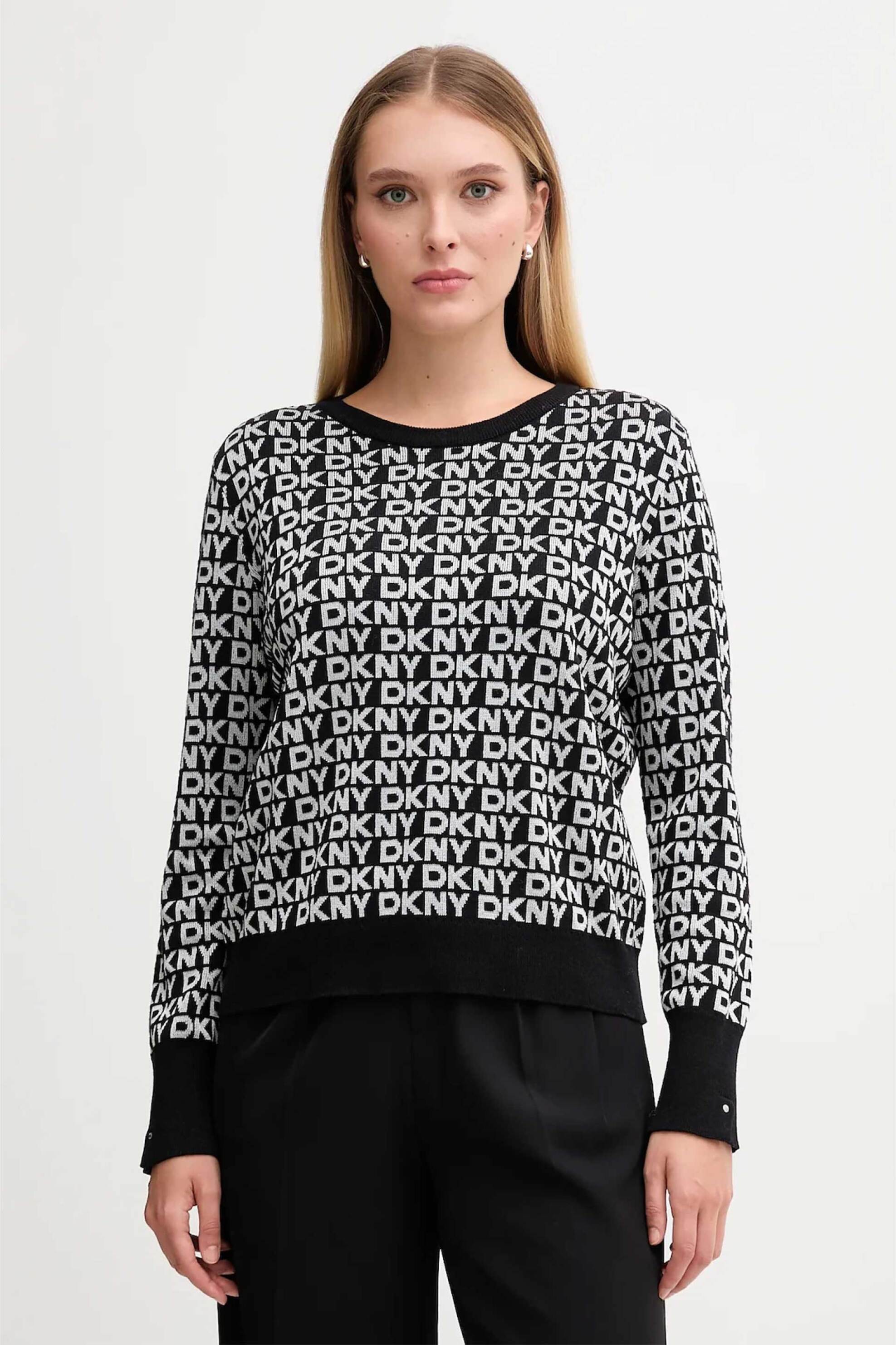 DKNY γυναικείο πουλόβερ με all-over logo print ribbed