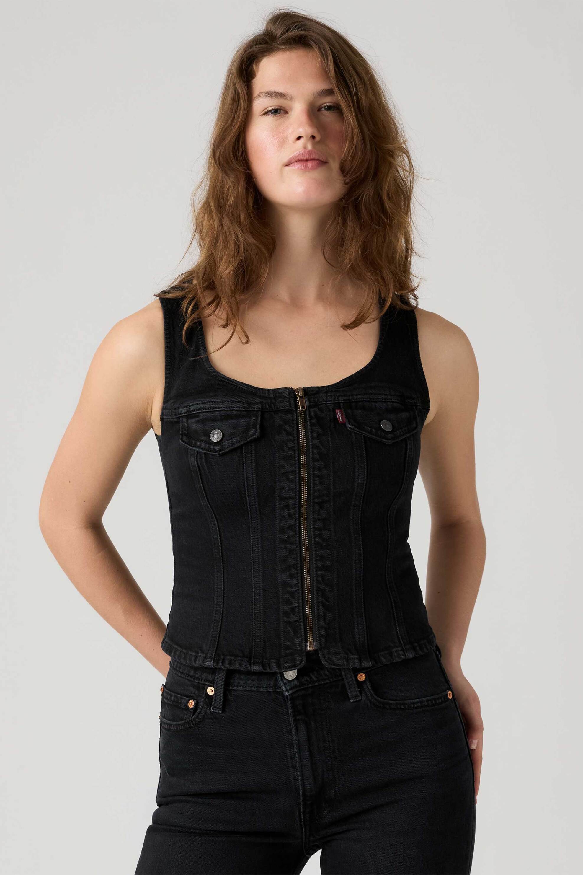 Levi's® γυναικείο denim αμάνικο τοπ με φερμουάρ Slim Fit "Vintage"