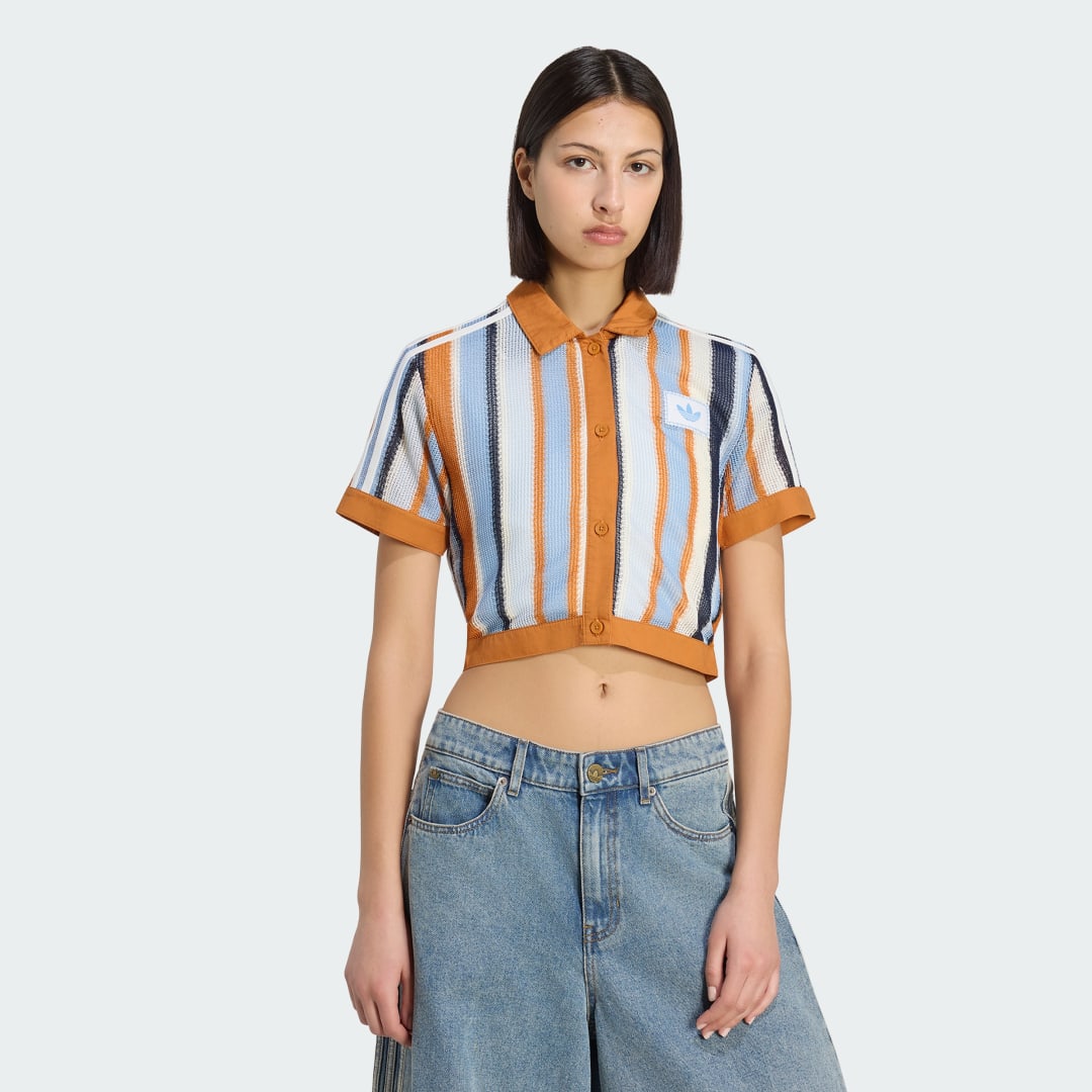 ΜΠΛΟΥΖΑ POLO ADIDAS ORIGINALS SUMMER GLOW STRIPED CROPPED