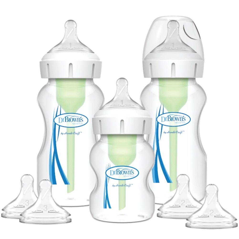 Dr. Brown’s Promo Options+ Anti-colic Plastic Bottle Wide Neck 0m+ (2x270ml) & (1x150ml) & Natural Flow Level 1 Silicone Teat 3 Τεμάχια & Level 2 - Level 3 (2x2Τεμάχια)