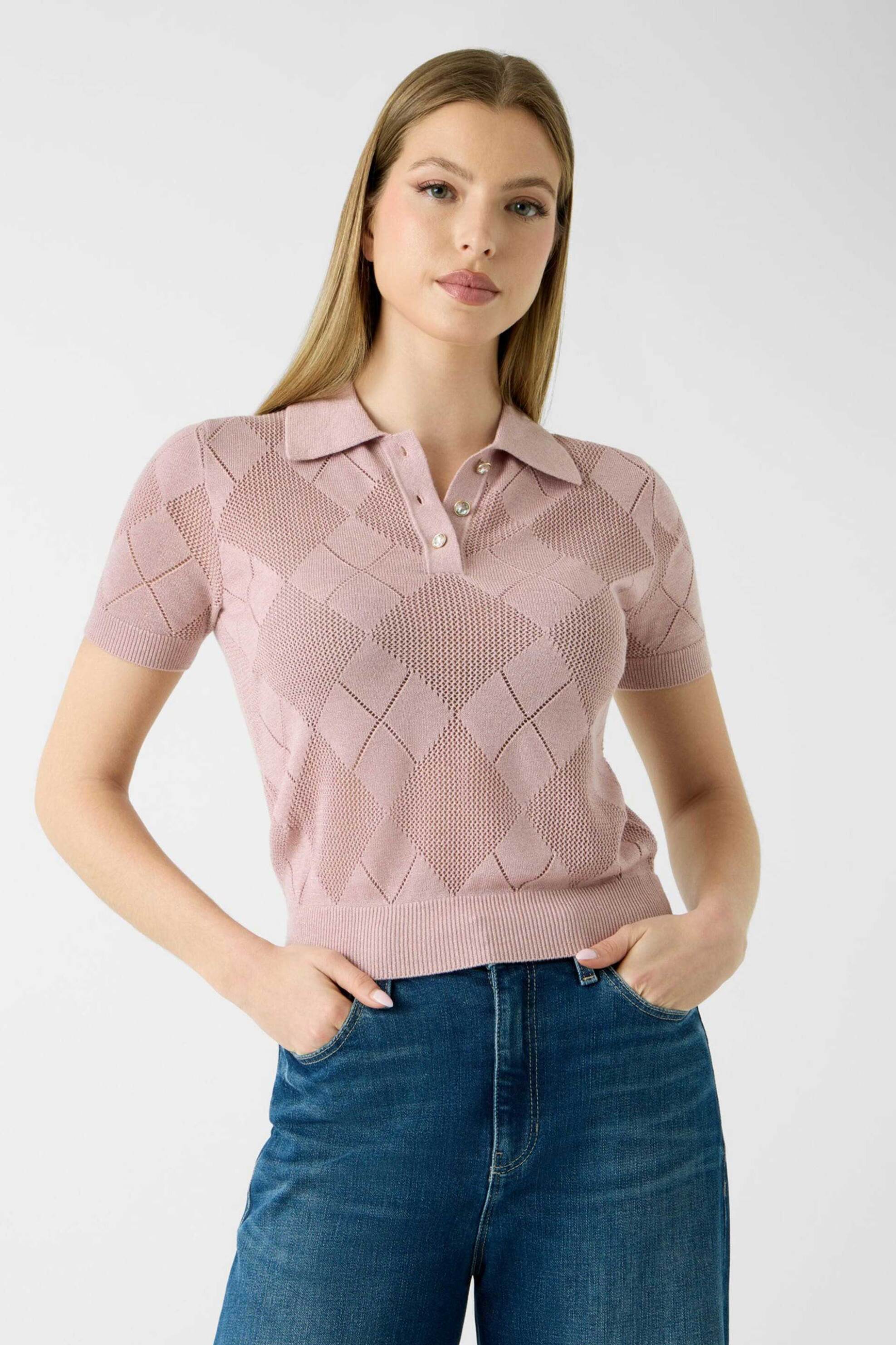 Guess γυναικεία πλεκτή μπλούζα πόλο με argyle pattern Regular Fit "Melody"