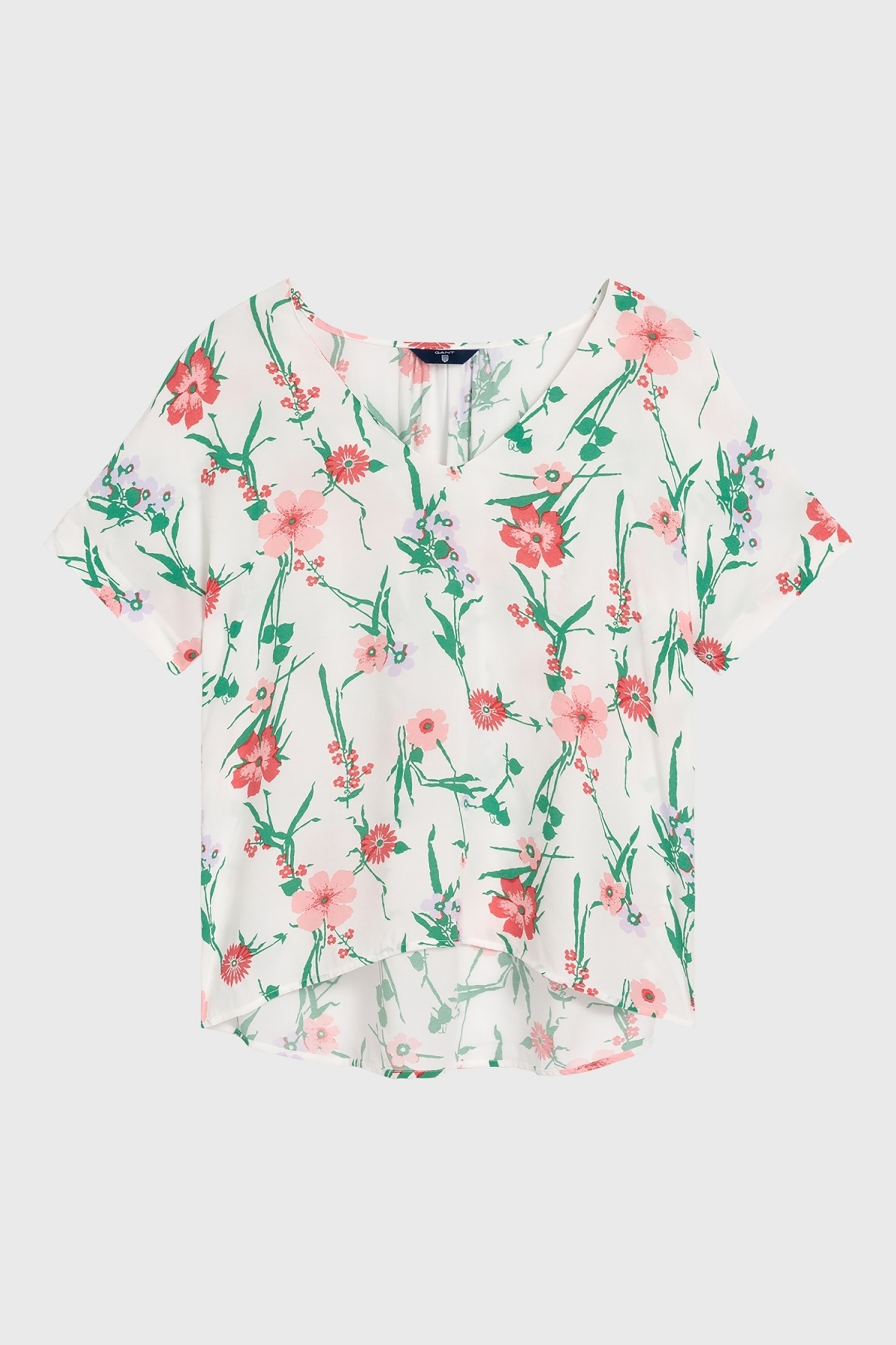 Gant γυναικεία κοντομάνικη μπλούζα floral με λαιμόκοψη V