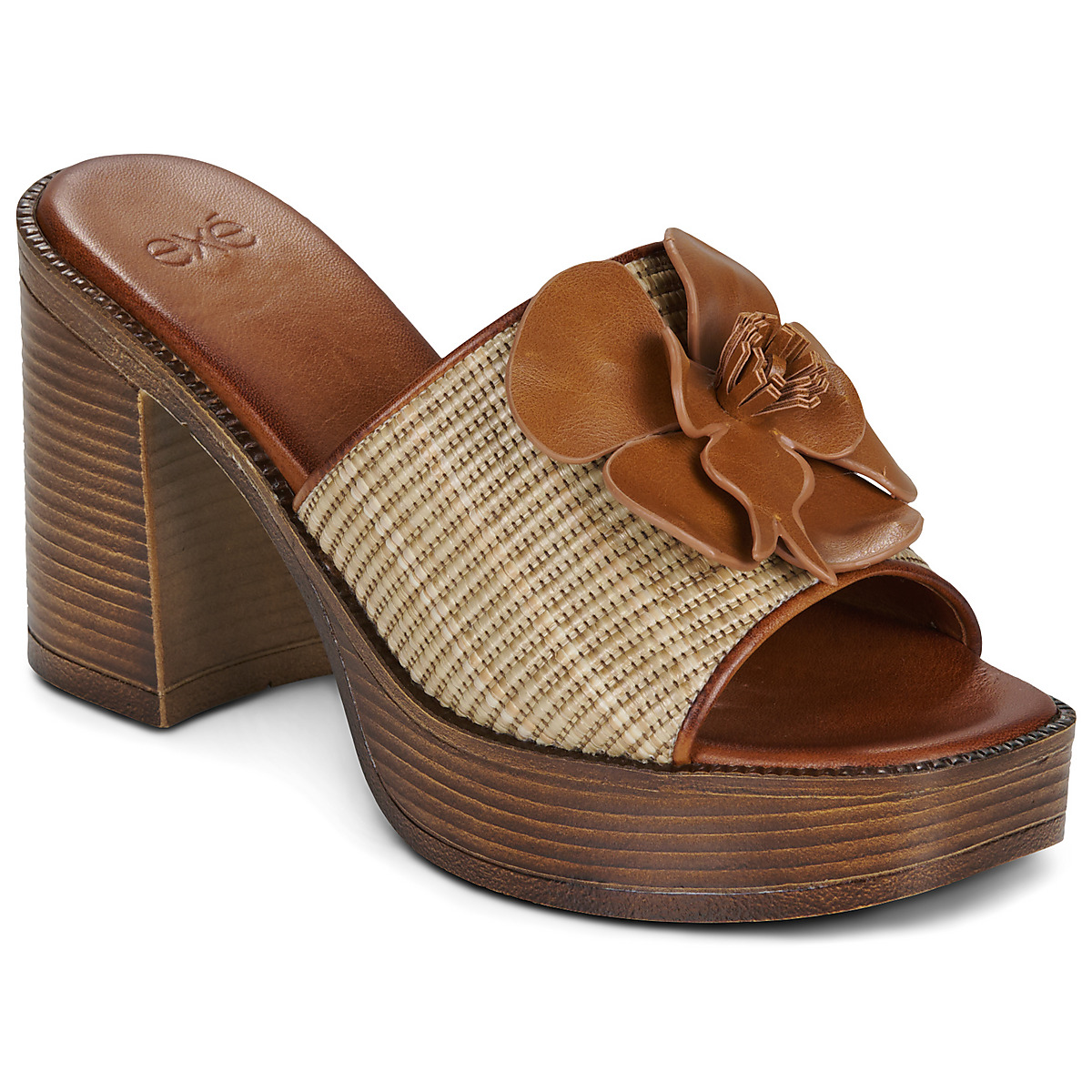 Mules Exé Shoes 595 CECILIA-RAFFIA-BEIGE-TAN