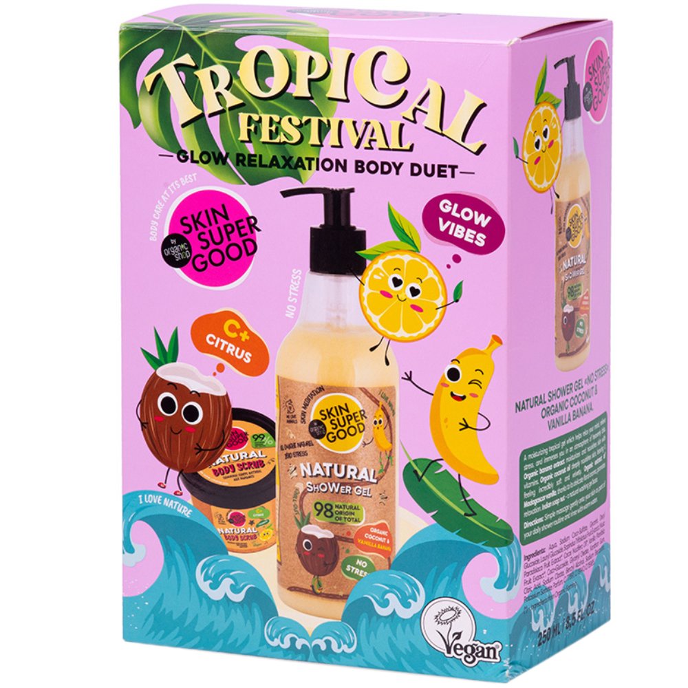 Natura Siberica Promo Tropical Festival C+ Citrus Natural Toning Body Scrub 100ml & Natural Organic Coconut & Vanilla Banana Shower Gel 250ml