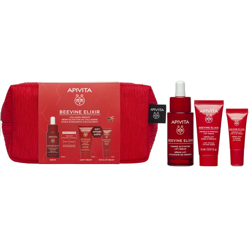 Apivita Promo Beevine Elixir Firming Activating Lift Serum 30ml & Δώρο Wrinkle & Firmness Lift Cream Light Texture 15ml & Δώρο Lift Eye & Lip Cream 5ml & Νεσεσέρ 1 Τεμάχιο
