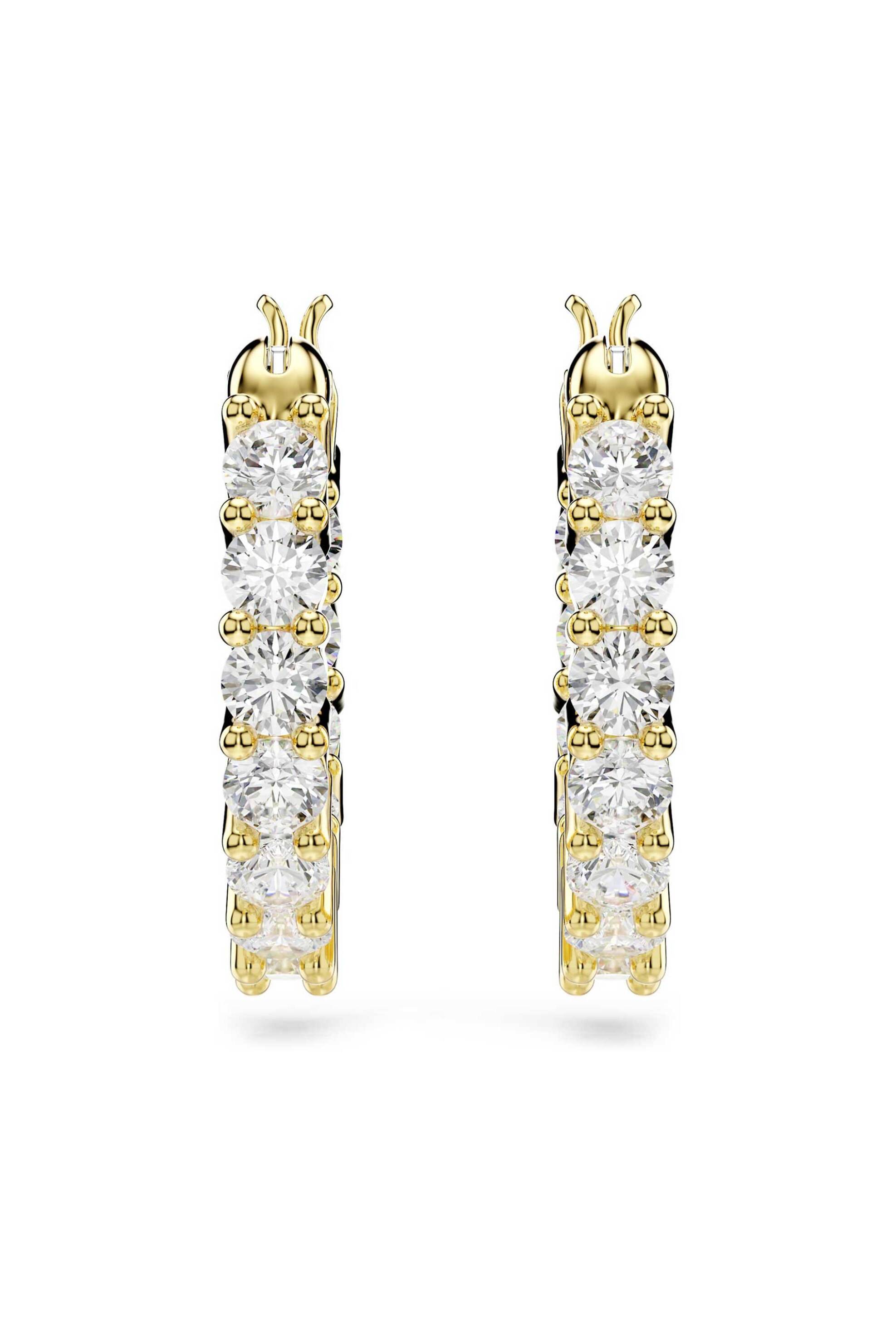 Swarovski γυναικείοι κρίκοι στρογγυλή κοπή, λευκά, επιμετάλλωση σε χρυσαφί τόνο "Matrix Vittore"