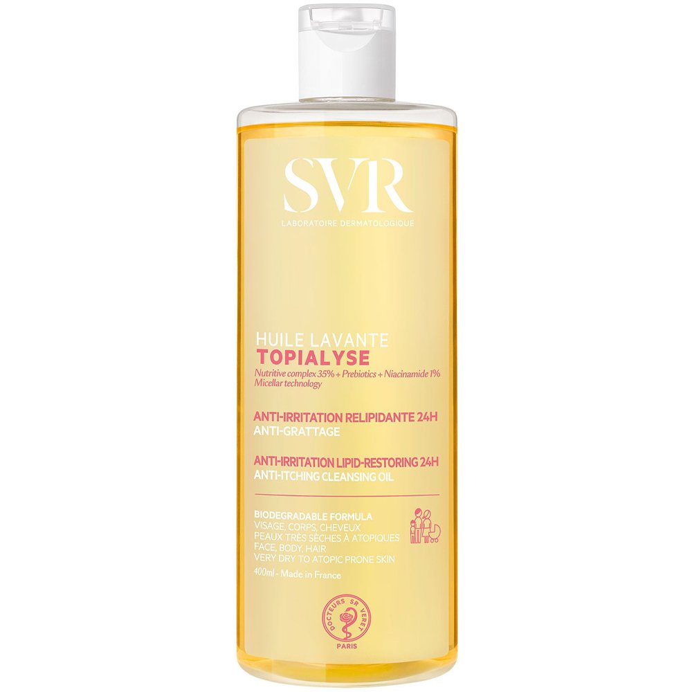 SVR Topialyse Huile Anti-Itching Cleansing Oil Έλαιο Καθαρισμού Προσώπου & Σώματος για Ξηρό, Ευαίσθητο & Ατοπικό Δέρμα Κατά του Κνησμού για 24ώρη Ενυδάτωση 400ml