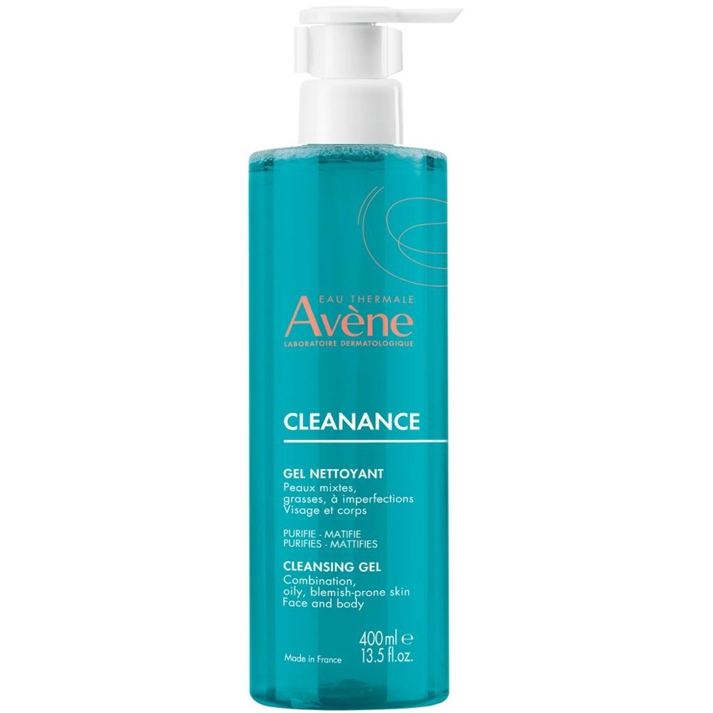 Avene Cleanance Face & Body Cleansing Gel Καθαριστικό Τζελ Προσώπου & Σώματος για Μικτές, Λιπαρές ή με Τάση Ακμής Επιδερμίδες 400ml