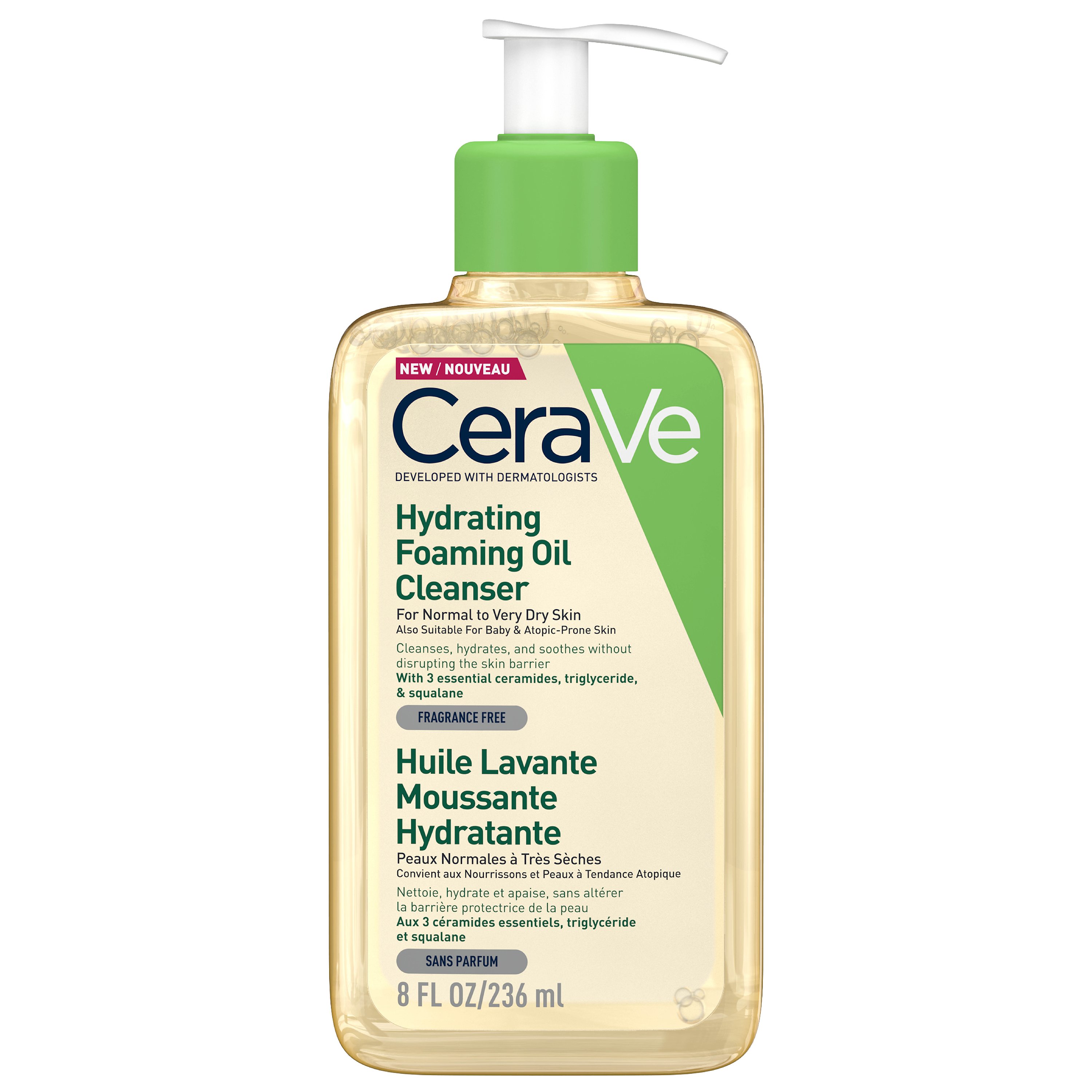 CeraVe Hydrating for Normal to Very Dry Skin Foaming Cleanser Oil Λάδι Καθαρισμού Προσώπου & Σώματος για Κανονικό Έως Ξηρό Δέρμα με Αντλία 236ml
