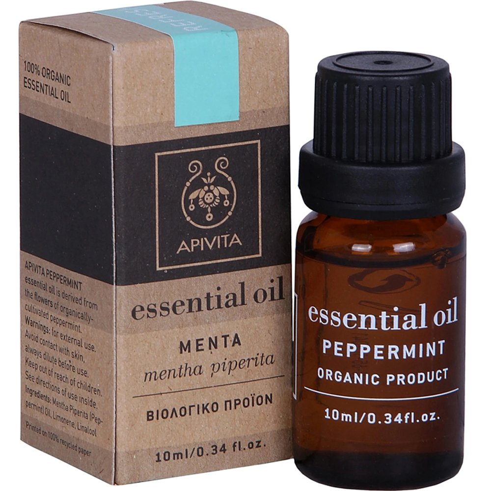 Apivita Menta Peppermint Essential Oil Πολυχρηστικό Αιθέριο Έλαιο Αρωματοθεραπείας από Μέντα για Τόνωση & Καλή Διάθεση 10ml