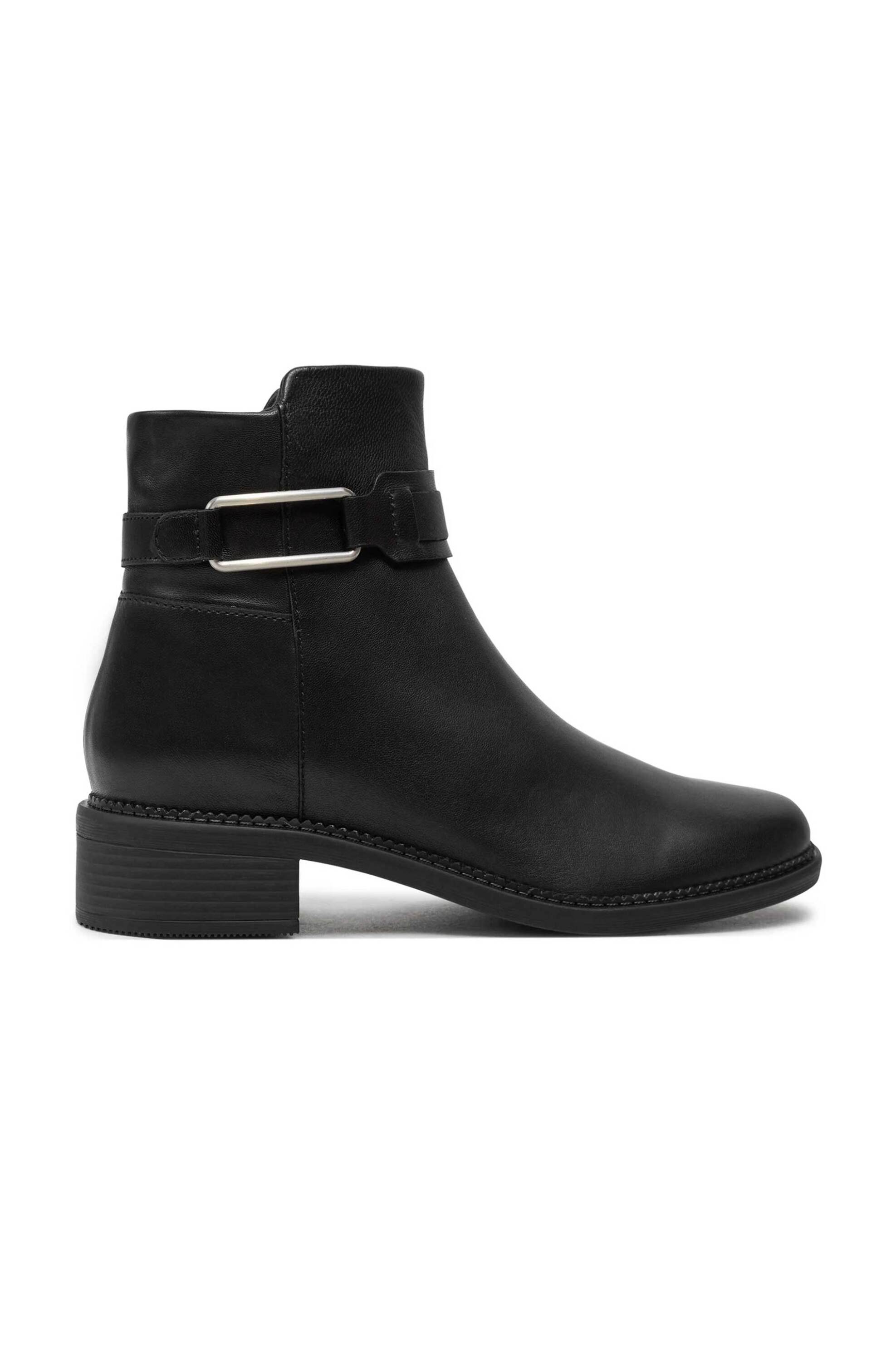 Clarks γυναικεία μονόχρωμα δερμάτινα μποτάκια με μεταλλική λεπτομέρεια "Maye Bella" | 36