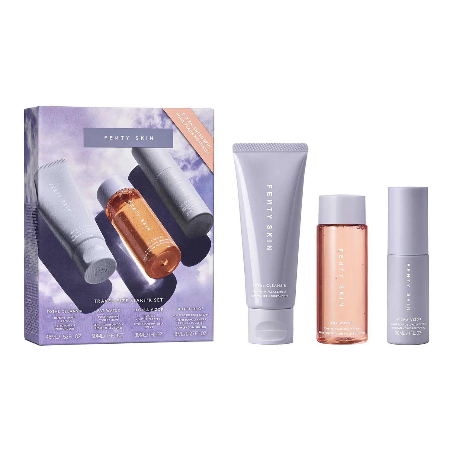 Fenty Skin - Start'r Set - Σετ περιποίησης προσώπου για κανονικές έως ξηρές επιδερμίδες | 8 ml