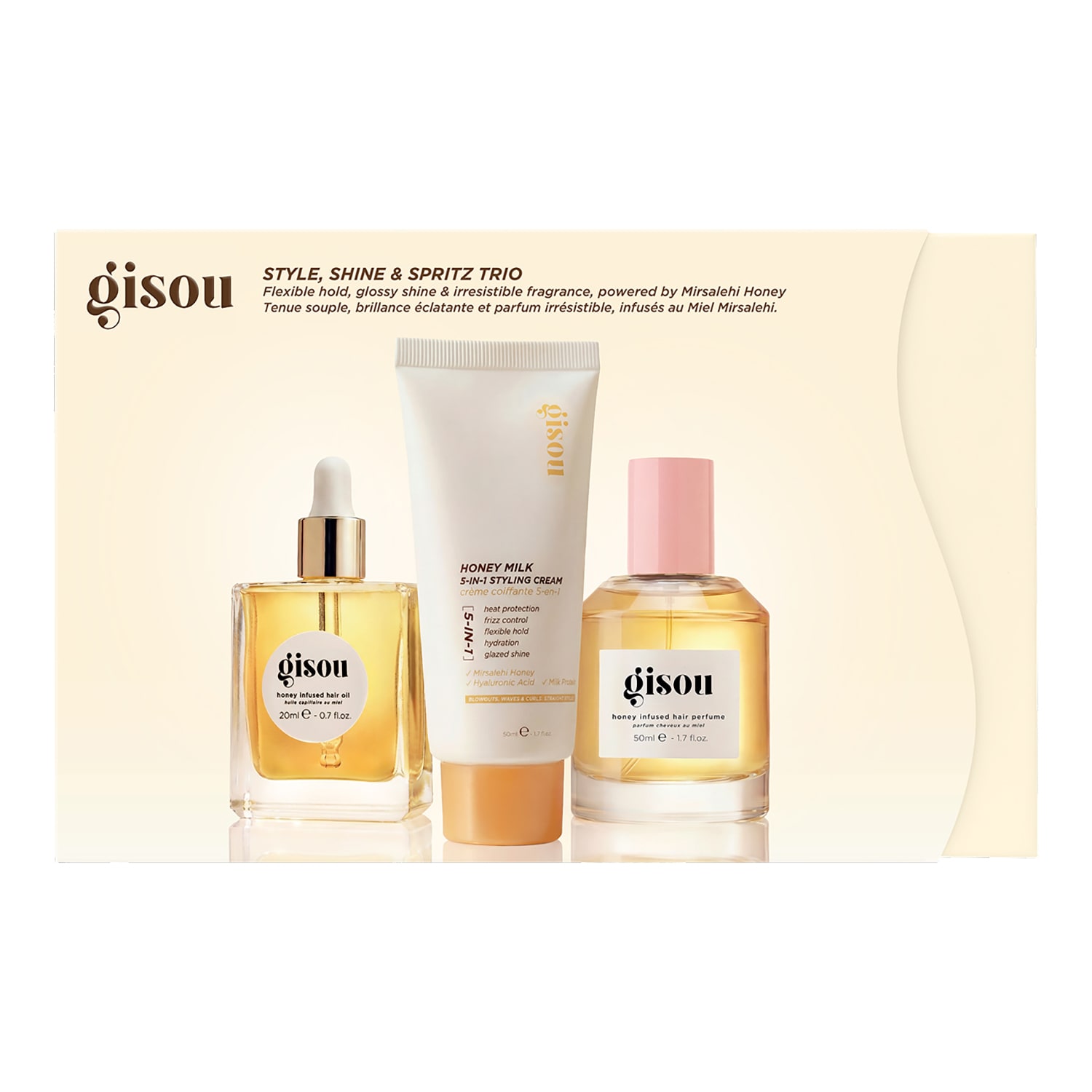 Gisou - Style, Shine & Spritz Trio - Σετ περιποίησης μαλλιών | 50 ml