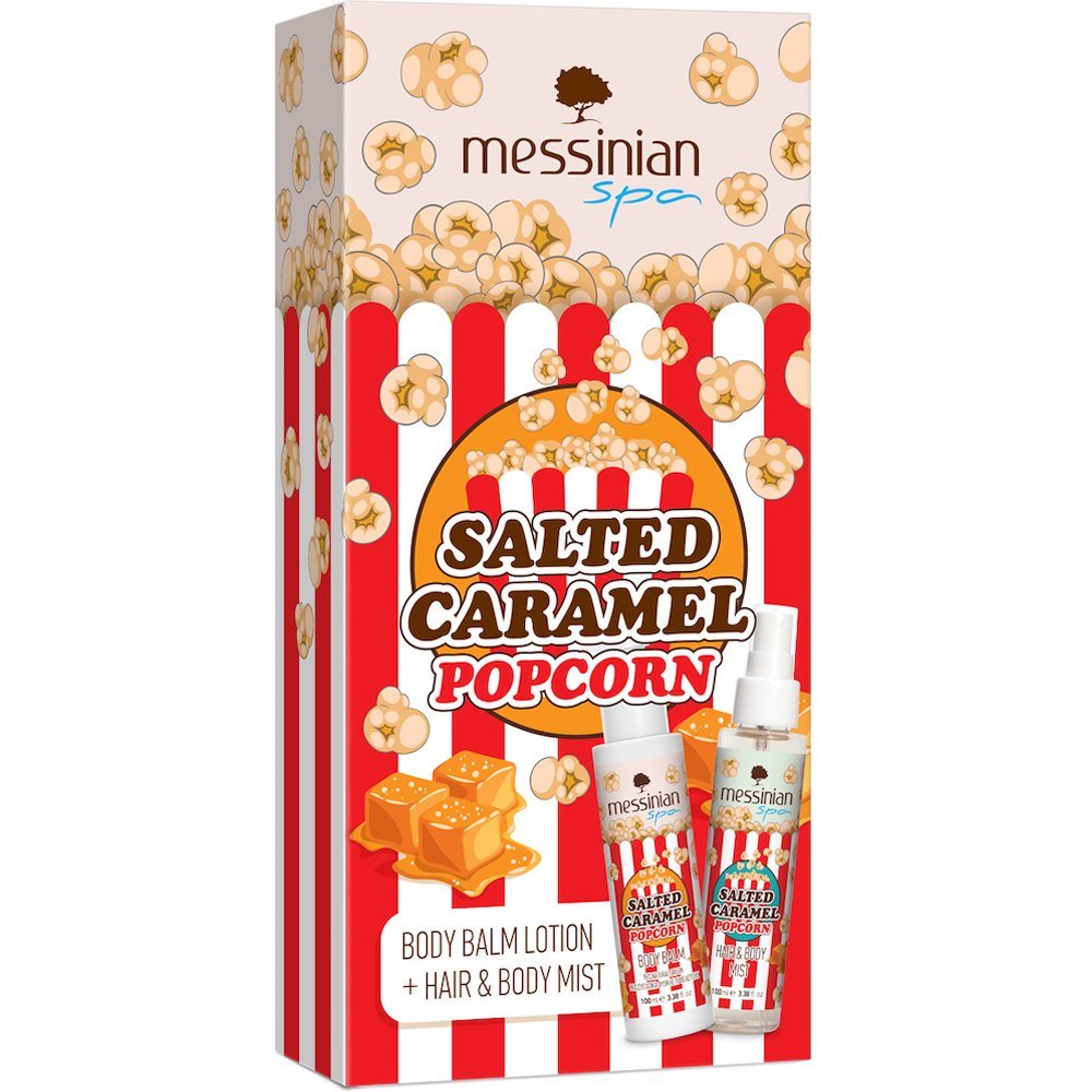 Messinian Spa Promo Salted Caramel Popcorn Body Balm 100ml & Hair & Body Mist 100ml