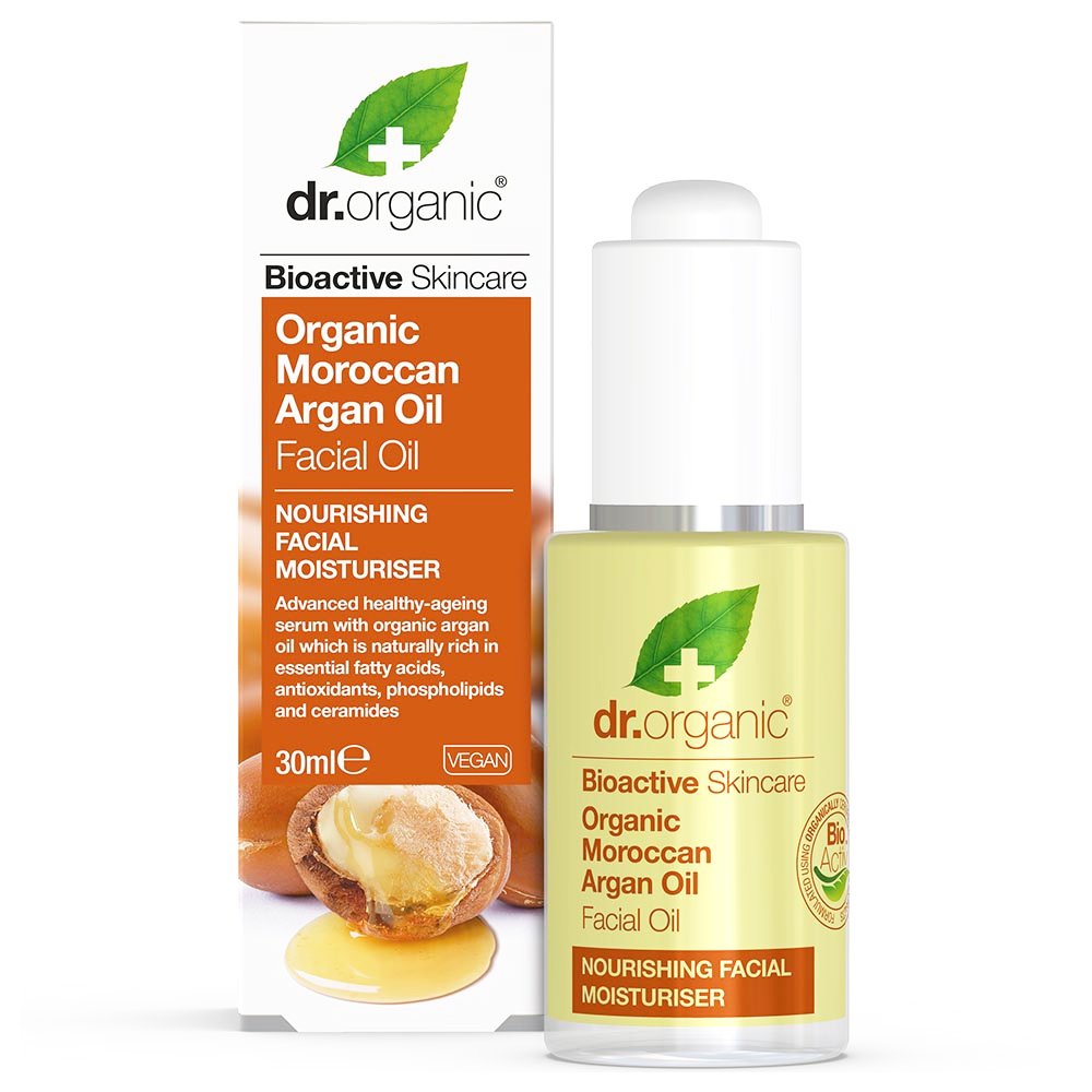 Dr Organic Moroccan Facial Argan Oil Μεταξένιο Λάδι Προσώπου με Αντιγηραντική Δράση 30ml
