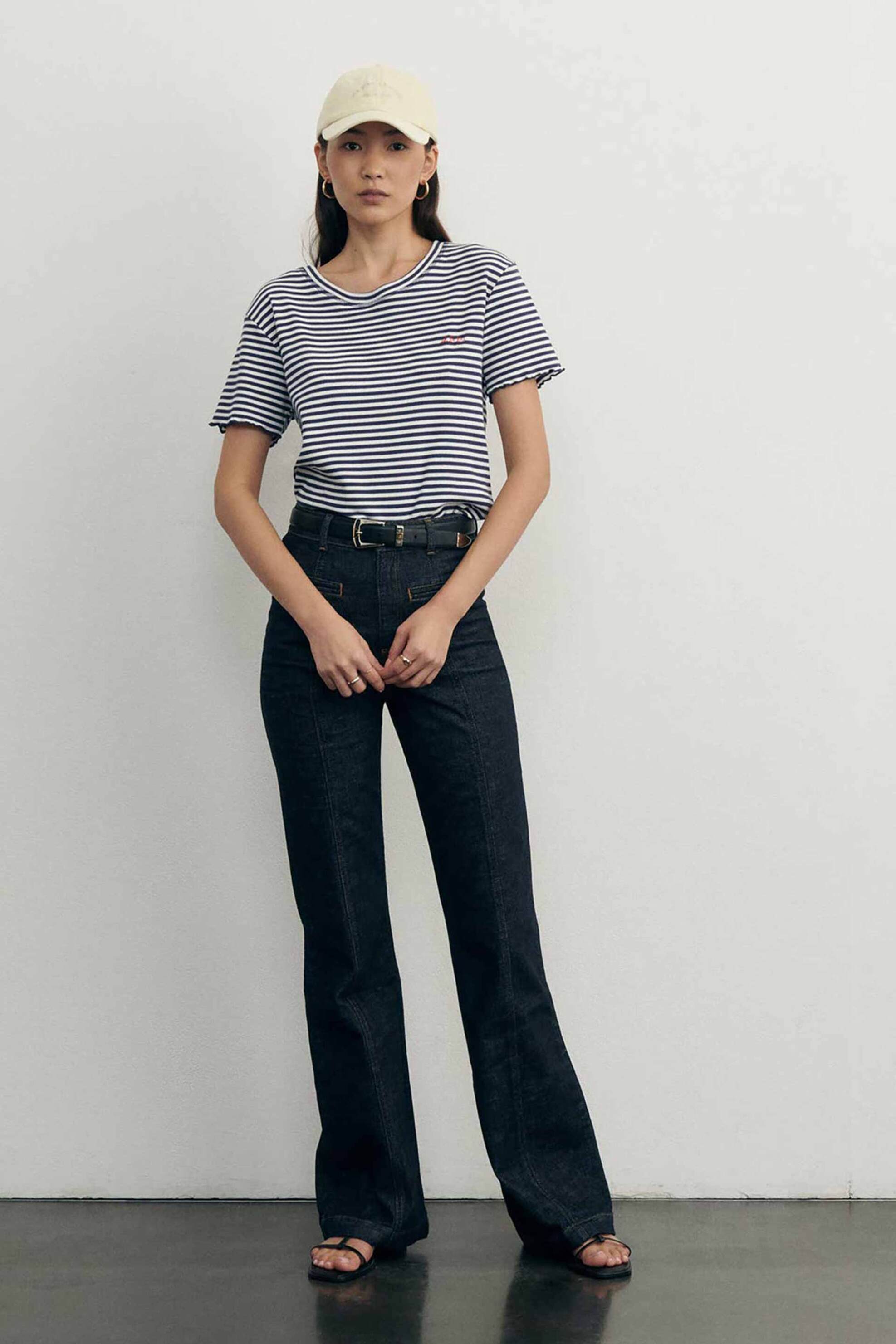 Maison Labiche γυναικείο κοντομάνικο πουλόβερ ribbed με ριγέ σχέδιο Slim Fit "Oh Là Là! Folies"