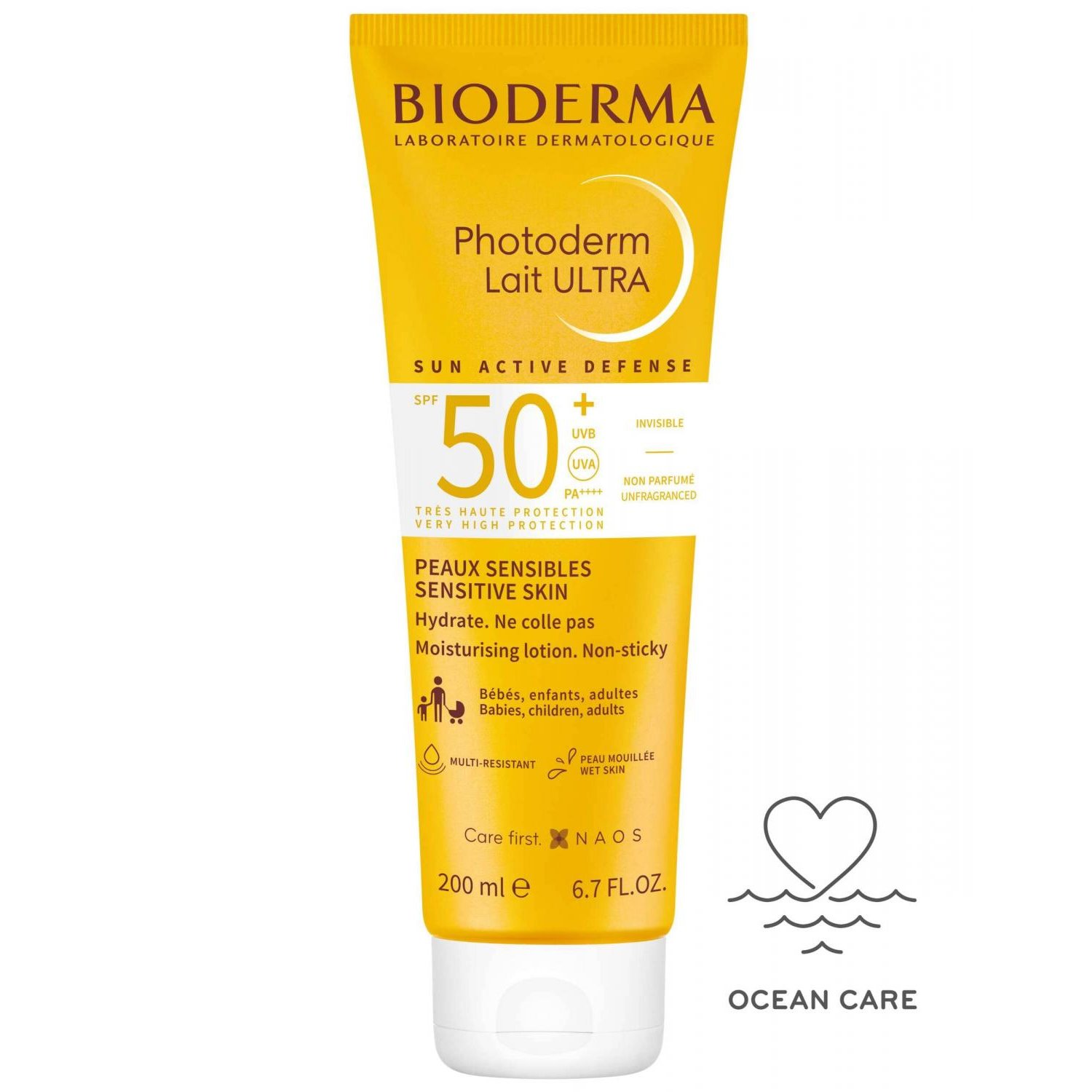 Bioderma Photoderm Lait Ultra Spf50+ Moisturising Lotion Αντηλιακό Γαλάκτωμα Προσώπου, Σώματος Πολύ Υψηλής Προστασίας για Ευαίσθητες Επιδερμίδες 200ml