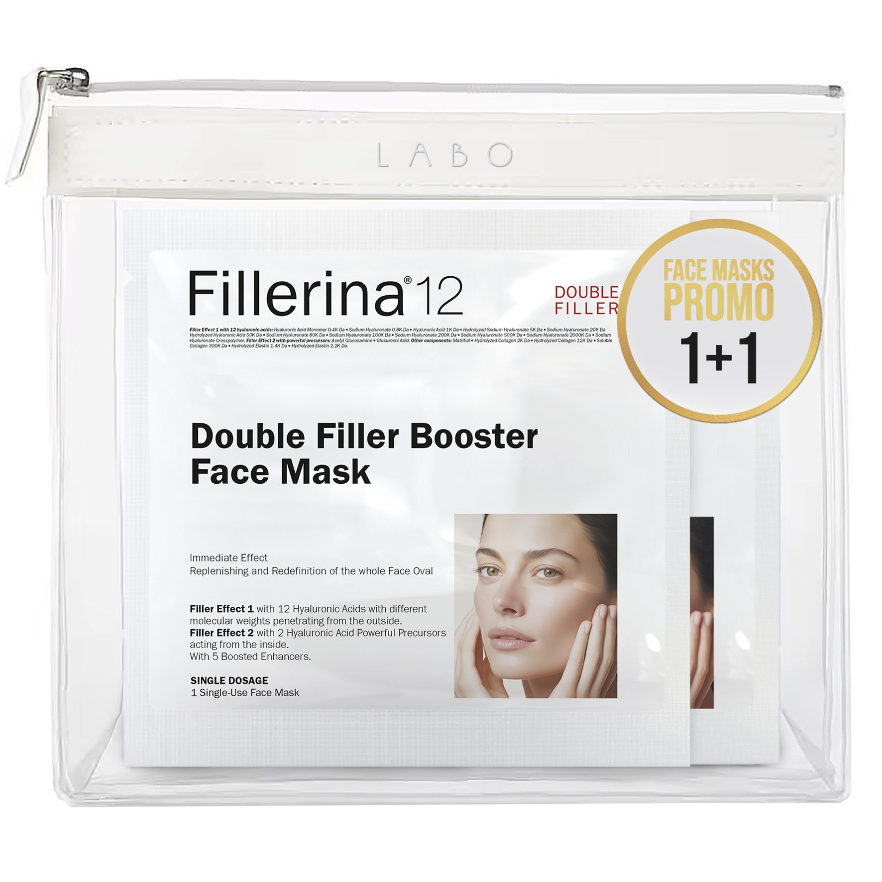 Fillerina Promo 12 Double Filler Booster Face Mask 2 Τεμάχια & Δώρο Νεσεσέρ 1 Τεμάχιο