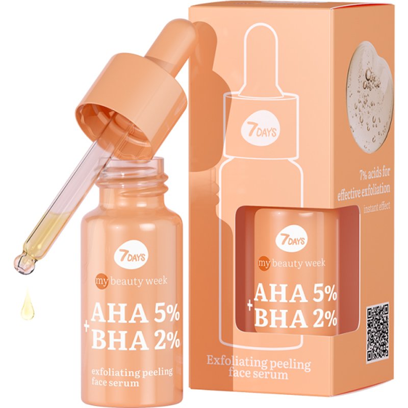 7DAYS AHA & BHA Exfoliating Peeling Face Serum Απολεπιστικός Ορός Προσώπου με Γλυκολικό & Σαλικυλικό Οξύ 20ml