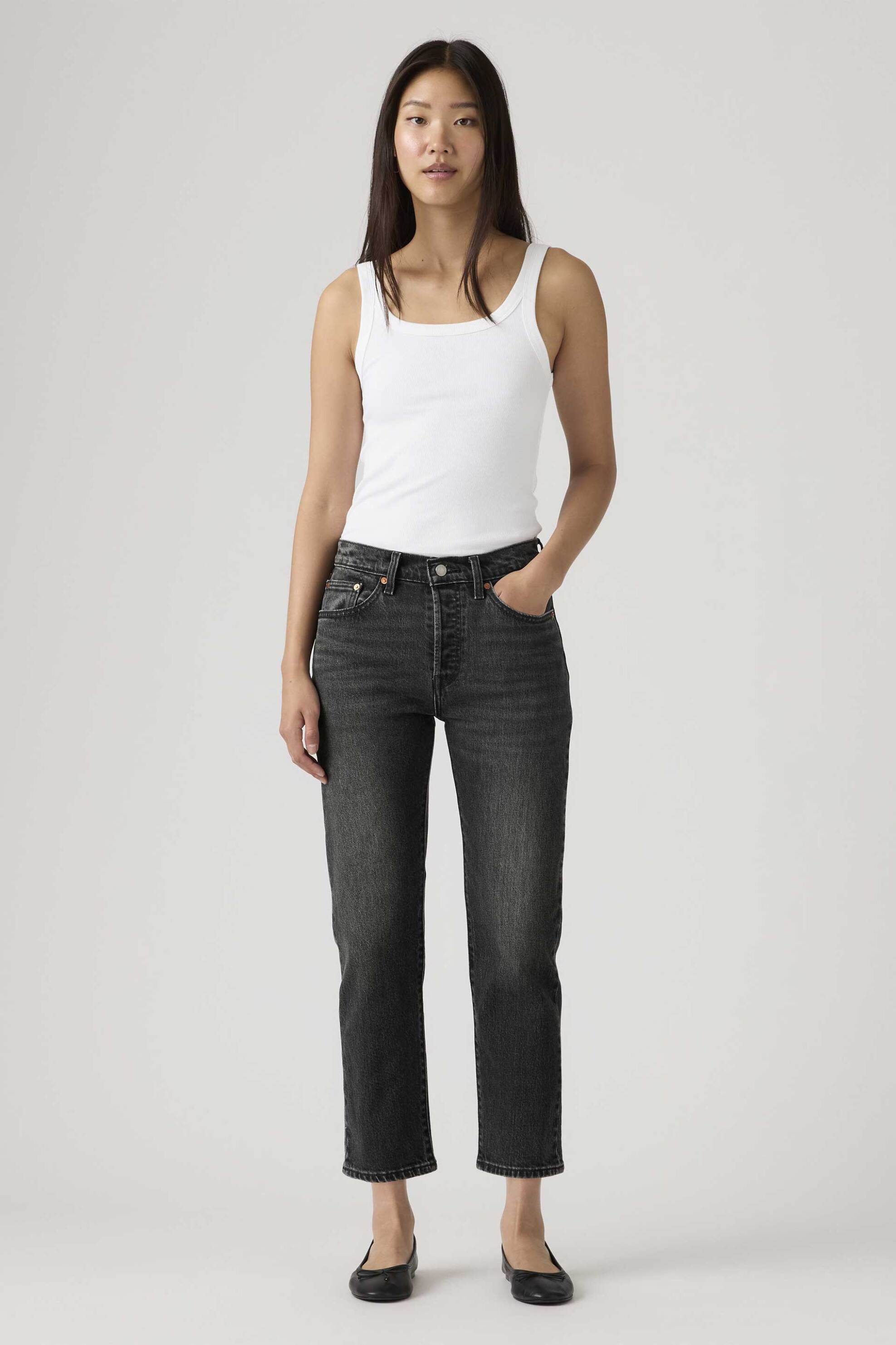 Levi's® γυναικείο ψηλόμεσο τζιν παντελόνι cropped πεντάτσεπο Straight Fit "501® Original"