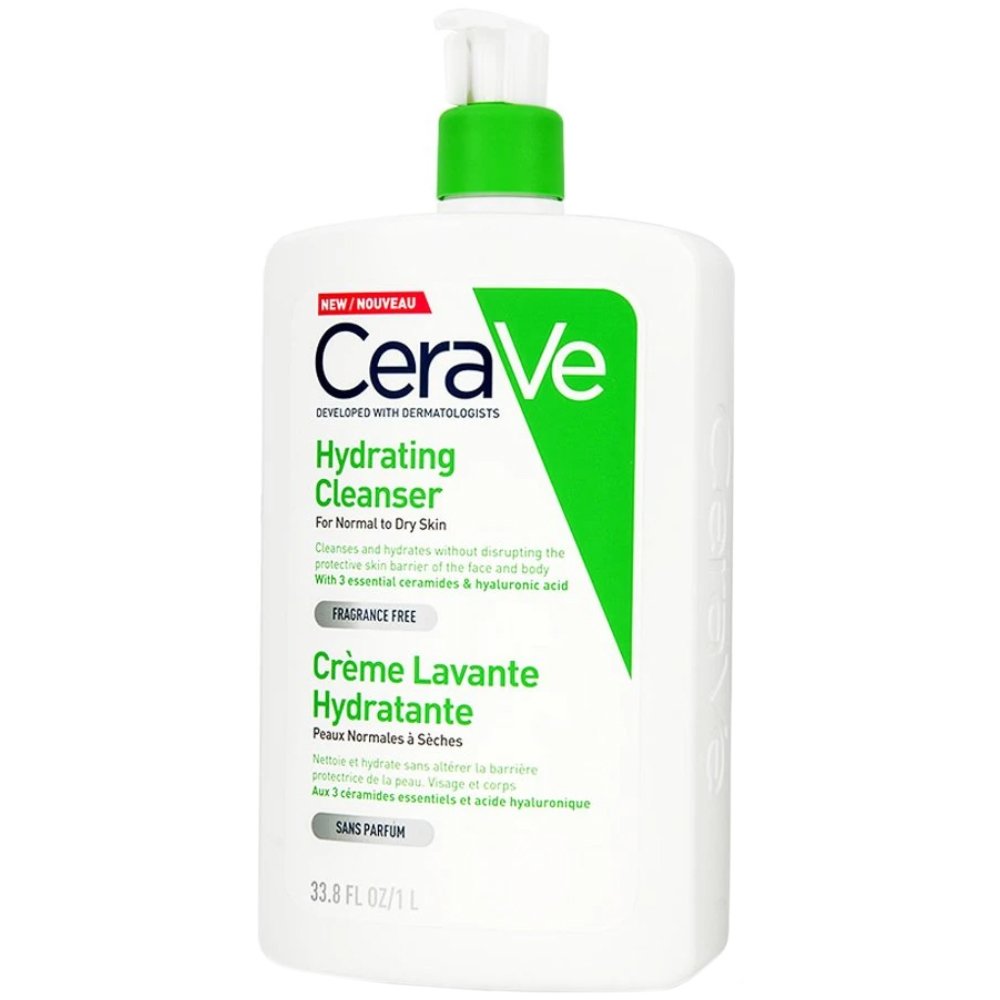CeraVe Hydrating for Normal to Dry Skin Face & Body Cleanser Cream Ενυδατική Κρέμα Καθαρισμού Προσώπου & Σώματος για Κανονική προς Ξηρή Επιδερμίδα 1Lt