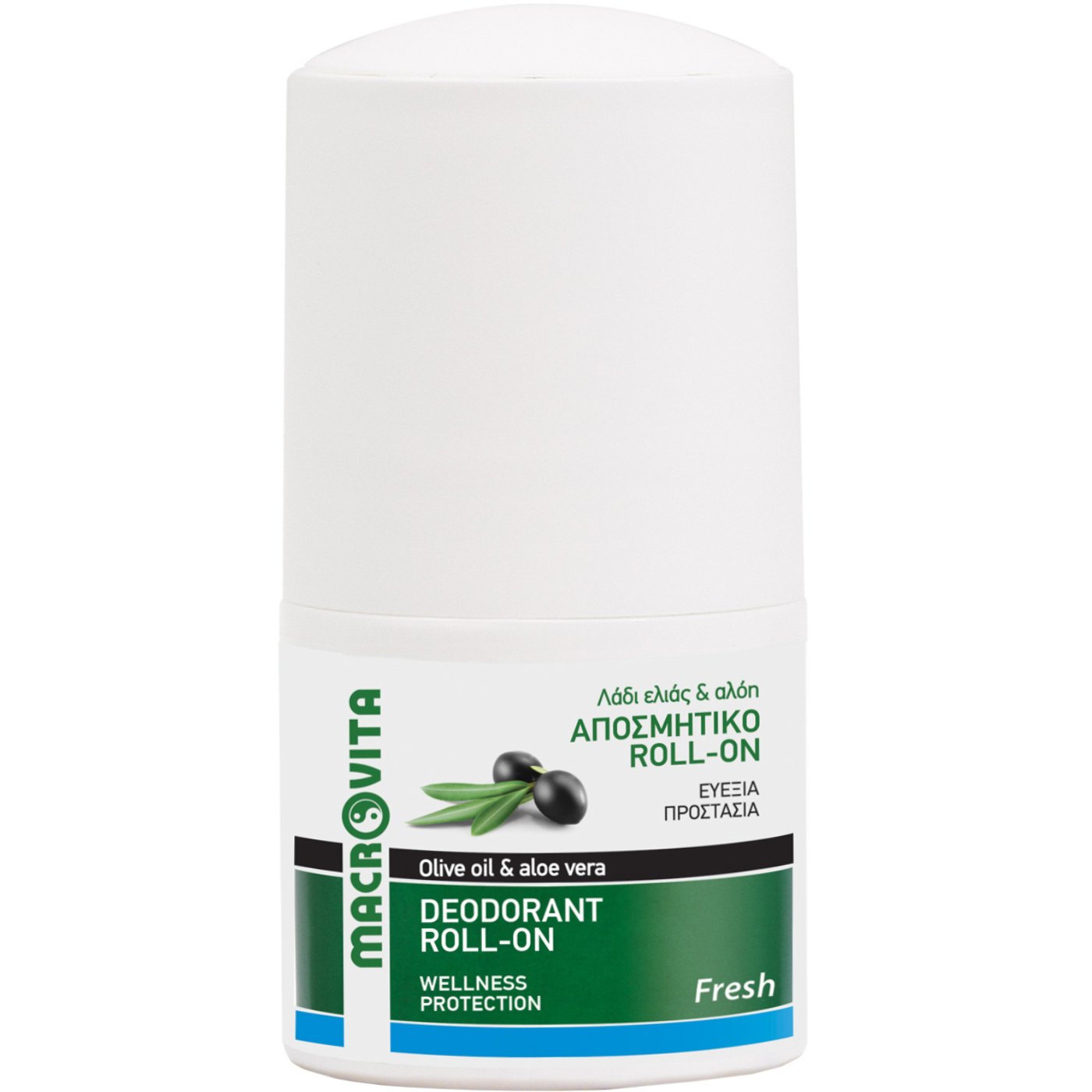 Macrovita Fresh with Olive Oil & Aloe Vera Deoderant Roll-on Αποσμητικό Roll-on 24ωρης Προστασίας με Λάδι Ελιάς, Αλόη & Προβιταμίνη Β5 με Πανθενόλη 50ml