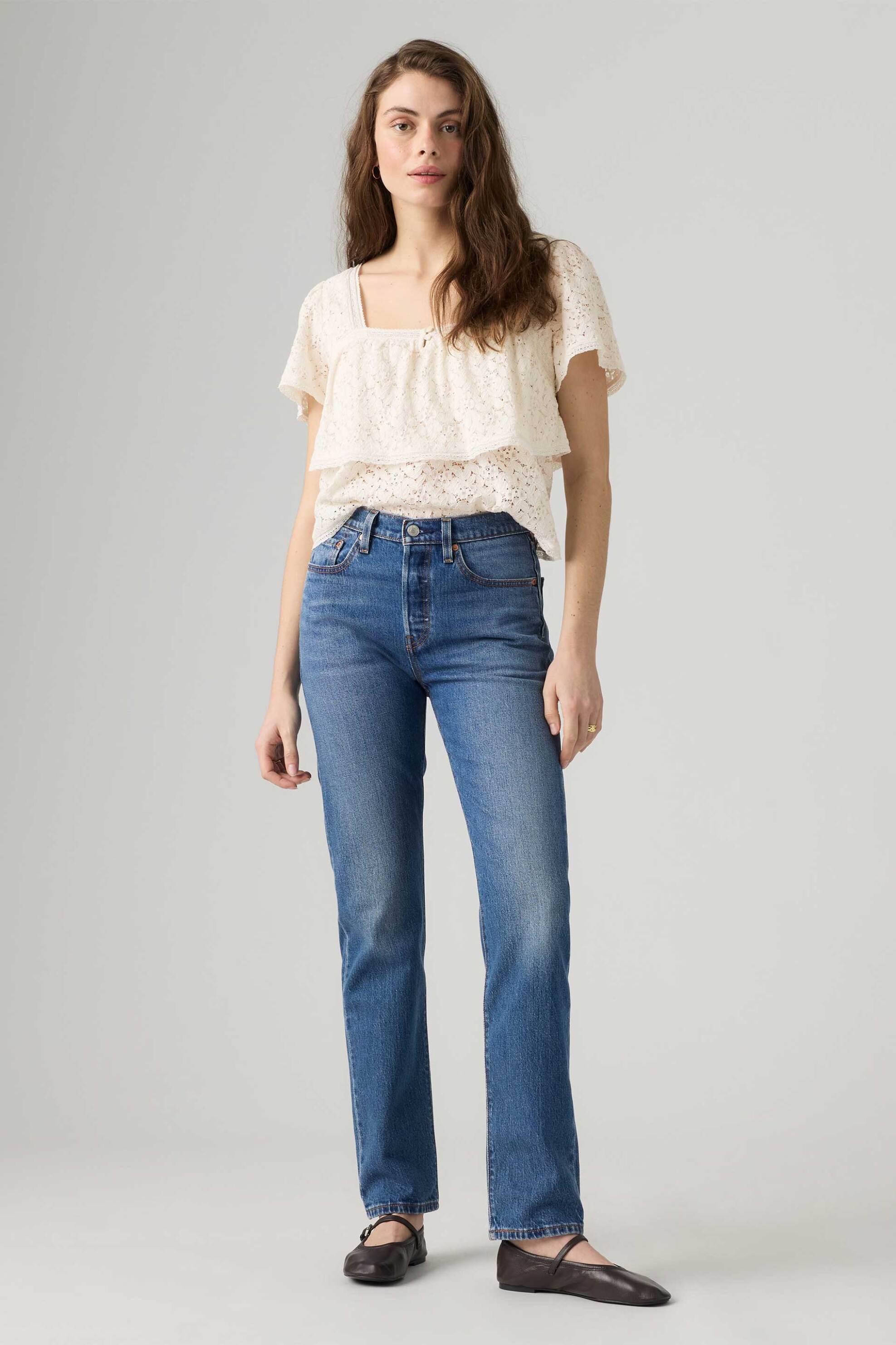 Levi's® γυναικείο ψηλόμεσο τζιν παντελόνι πεντάτσεπο Straight Fit "501® Original"