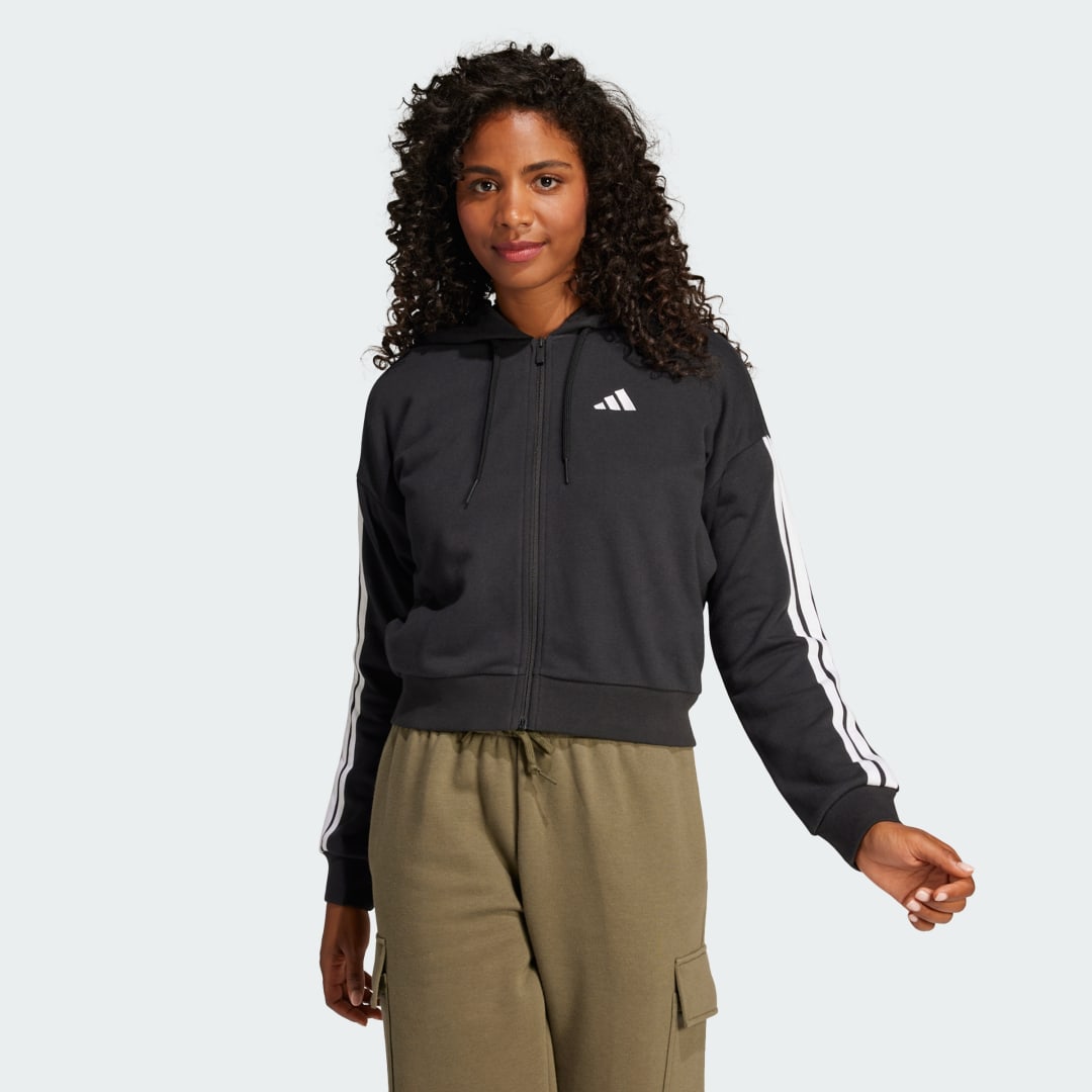 Essentials 3-Stripes French Terry Full-Zip Hoodie
