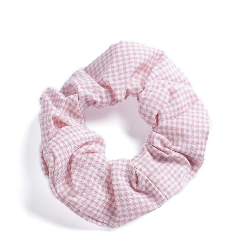 Υφασμάτινο Scrunchie Μαλλιών Καρό Ροζ & Άσπρο