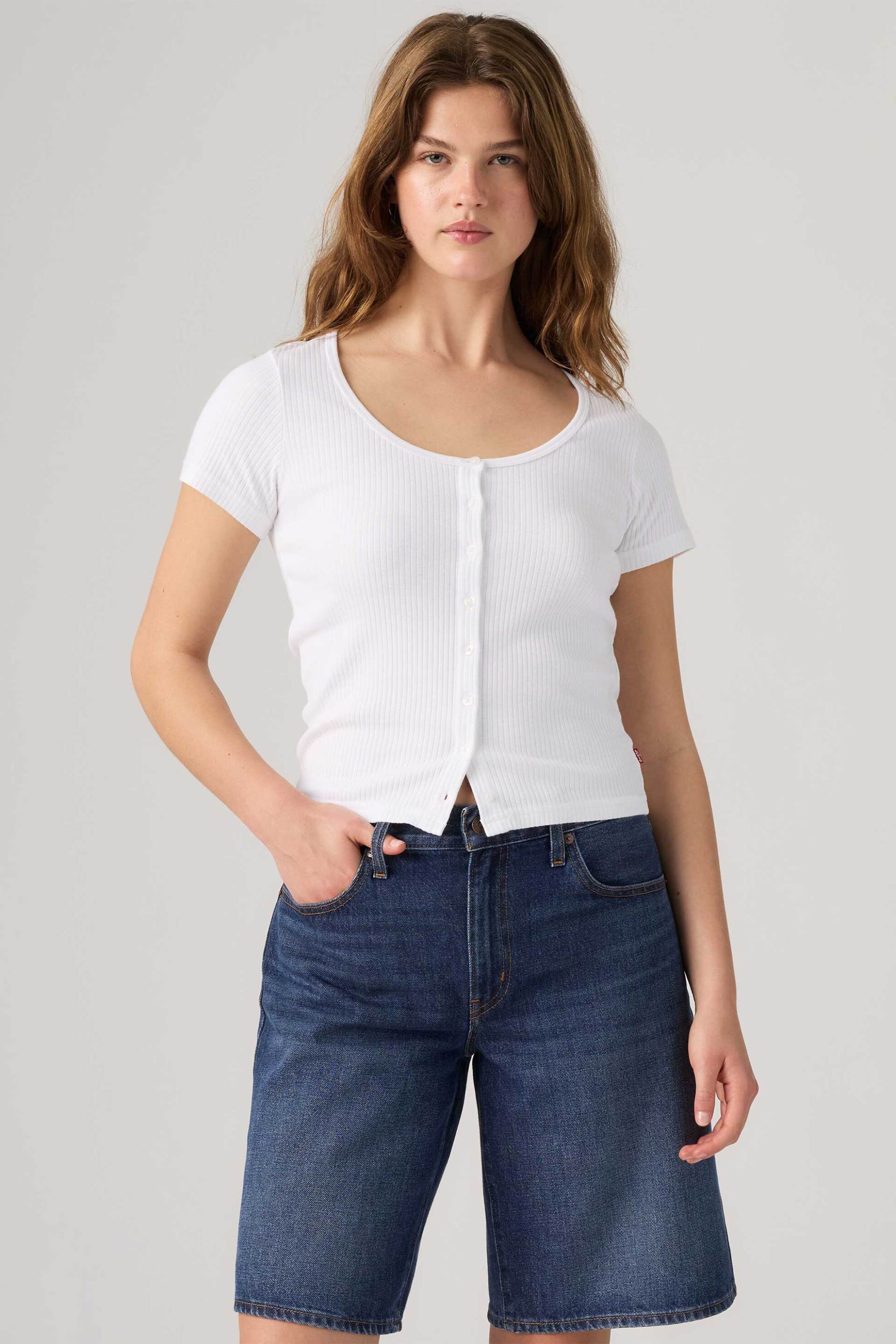 Levi's® γυναικείο πλεκτό τοπ ribbed με κουμπιά Slim Fit "Austen"