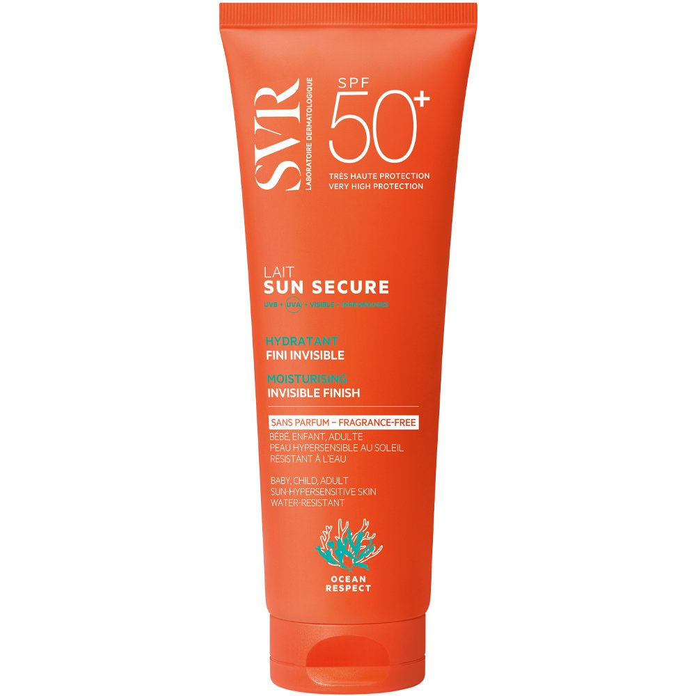 SVR Sun Secure Spf50+ Fragrance-Free Invisible Finish Sunscreen Milk Αντηλιακό Ενυδατικό Γαλάκτωμα Προσώπου & Σώματος Λεπτόρρευστης Υφής Πολύ Υψηλής Προστασίας με Αόρατο Τελείωμα, Χωρίς Άρωμα για Όλη την Οικογένεια 250ml