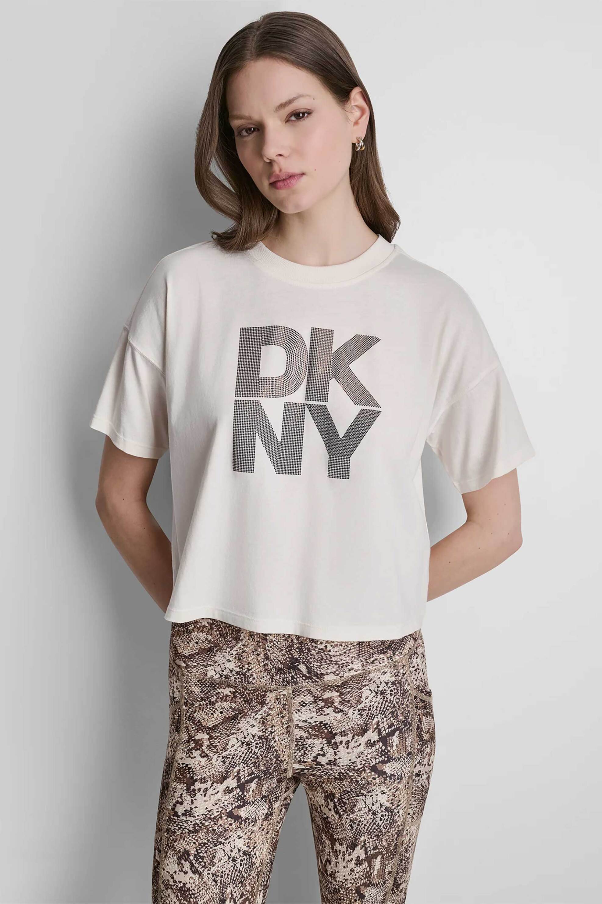 DKNY γυναικείο T-shirt με ανάγλυφο λογότυπο με στρας Relaxed Fit