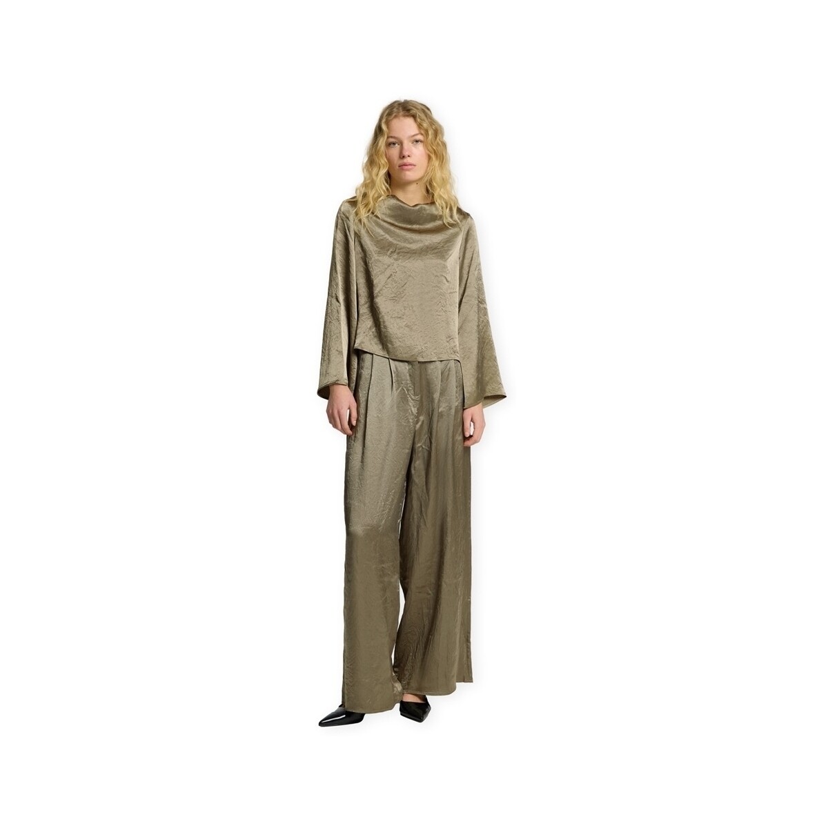 Παντελόνια Selected W Selene Wide Trousers - Vetiver