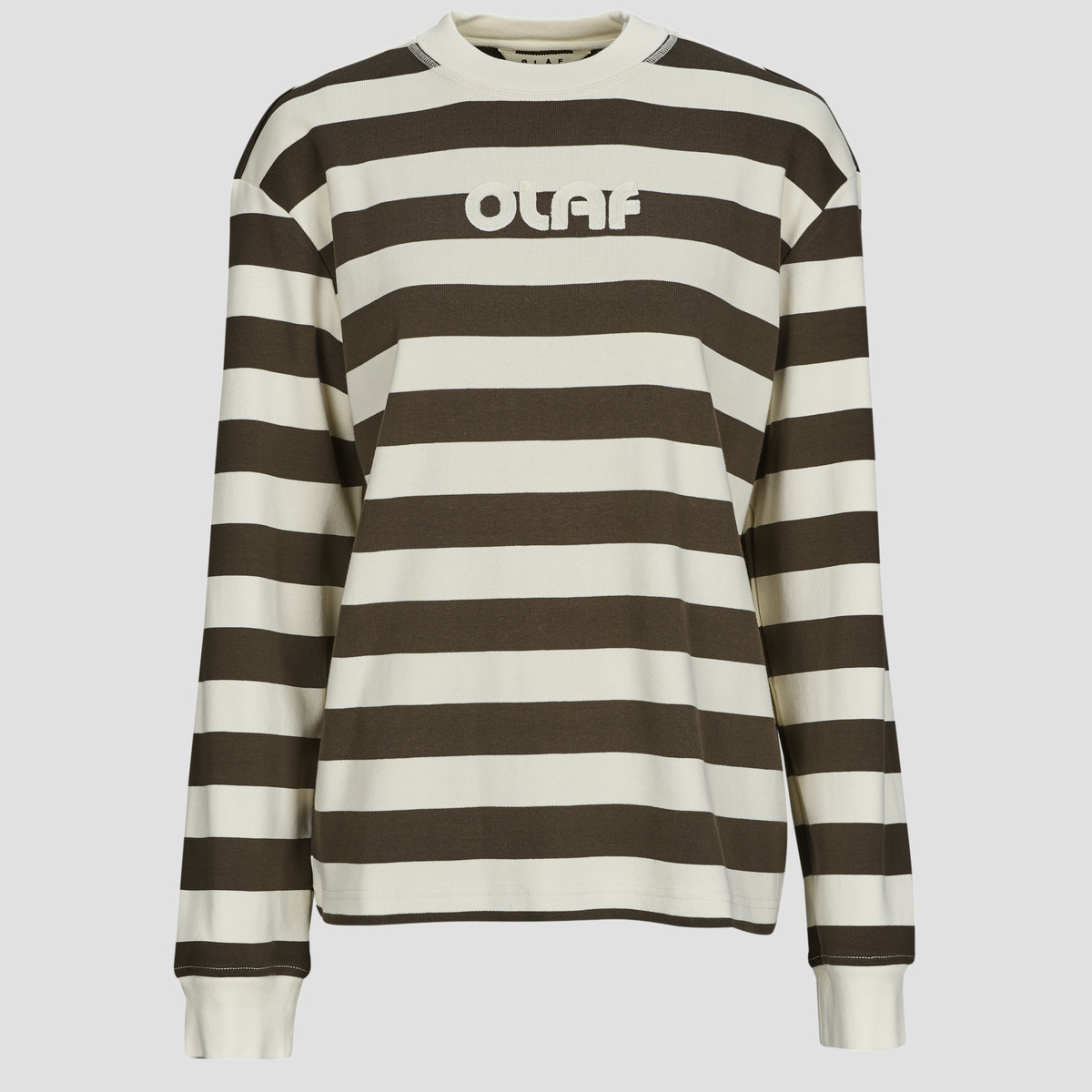 Μπλουζάκια με μακριά μανίκια OLAF STRIPED RIB RETRO LOGO CREWNECK